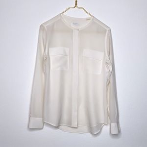 EQUIPMENT Cream Collarless Button Down Shirt